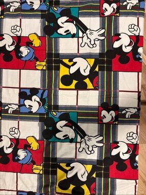 Vintage Flannel Mickey Mouse Plaid Flannel Flat sheet and pillowcase -363sku